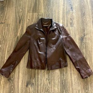 🎁 Marc New York brown leather bomber jacket size medium vintage